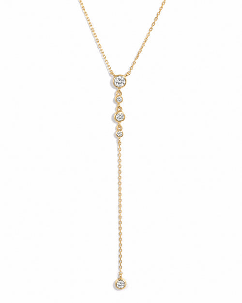 0.3 CT Round Moissanite Diamond Bezel Lariat Necklace