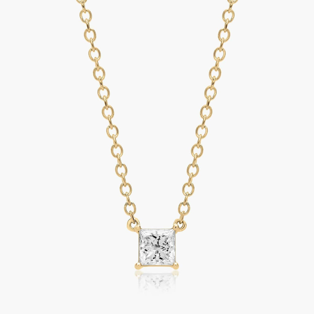 0.25 - 3.00 CT Princess Cut Moissanite Diamond Solitaire Necklace