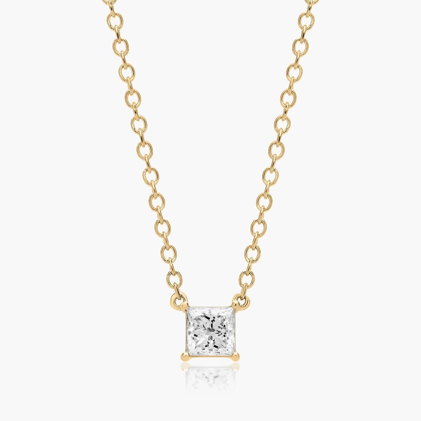 0.25 - 3.00 CT Princess Cut Moissanite Diamond Solitaire Necklace
