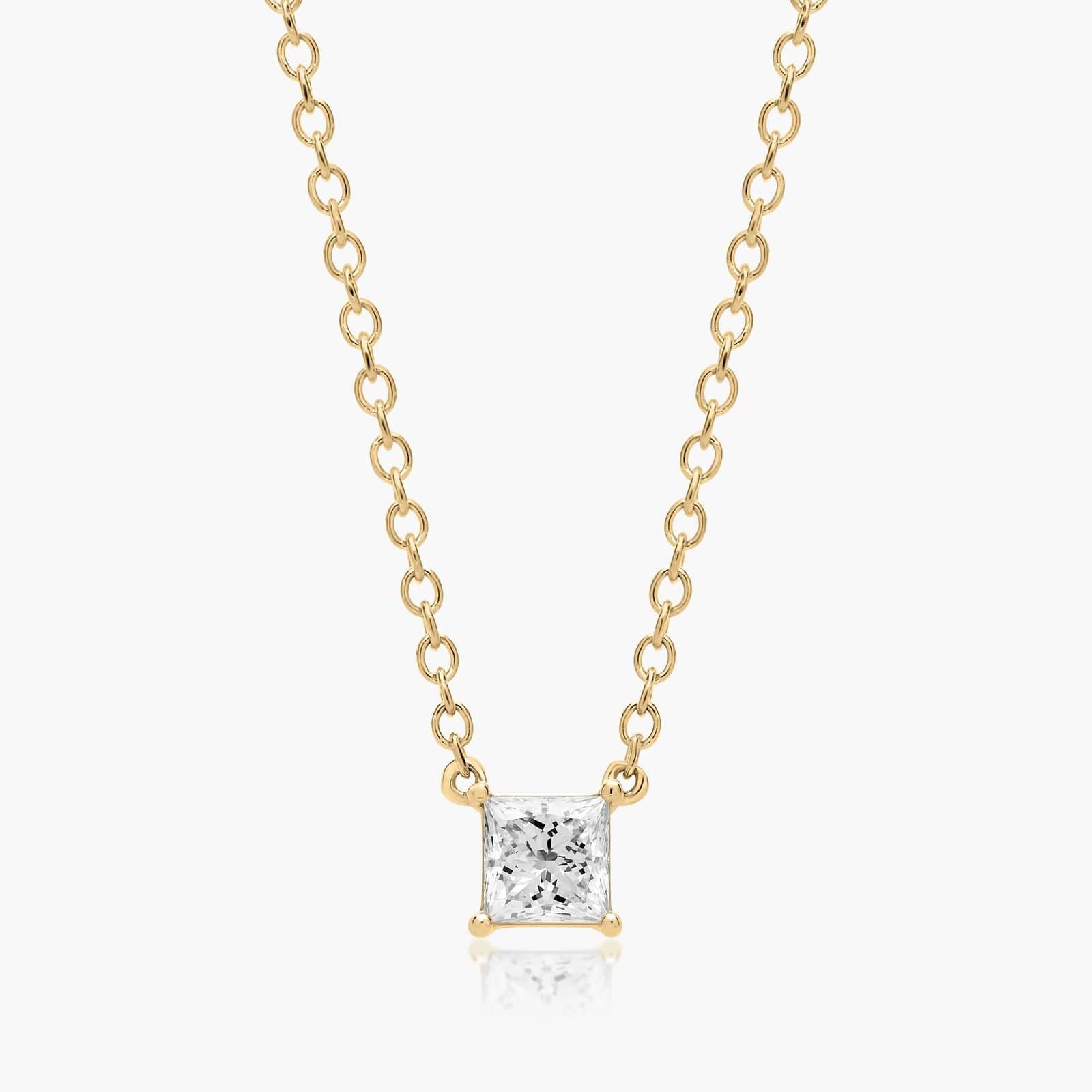 0.25 - 3.00 CT Princess Cut Moissanite Diamond Solitaire Necklace