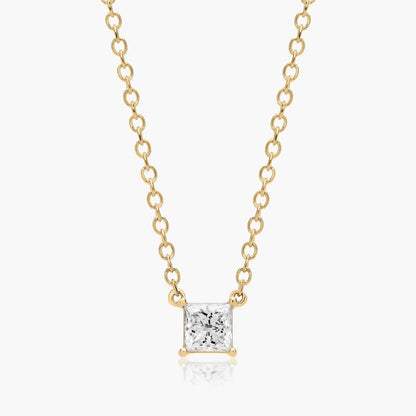 0.25 - 3.00 CT Princess Cut Moissanite Diamond Solitaire Necklace