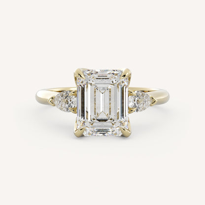 1.82 CT - 2.82 CT Emerald Cut Lab grown Diamond Three Stone Engagement Ring