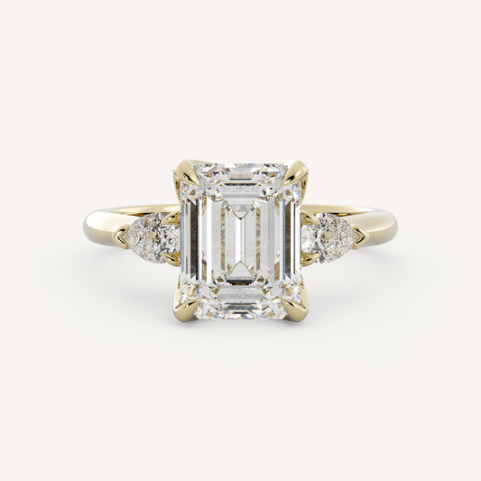 1.82 CT - 2.82 CT Emerald Cut Lab grown Diamond Three Stone Engagement Ring