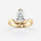 2 CT Pear Cut Half Bezel Floating Solitaire Moissanite Engagement Ring