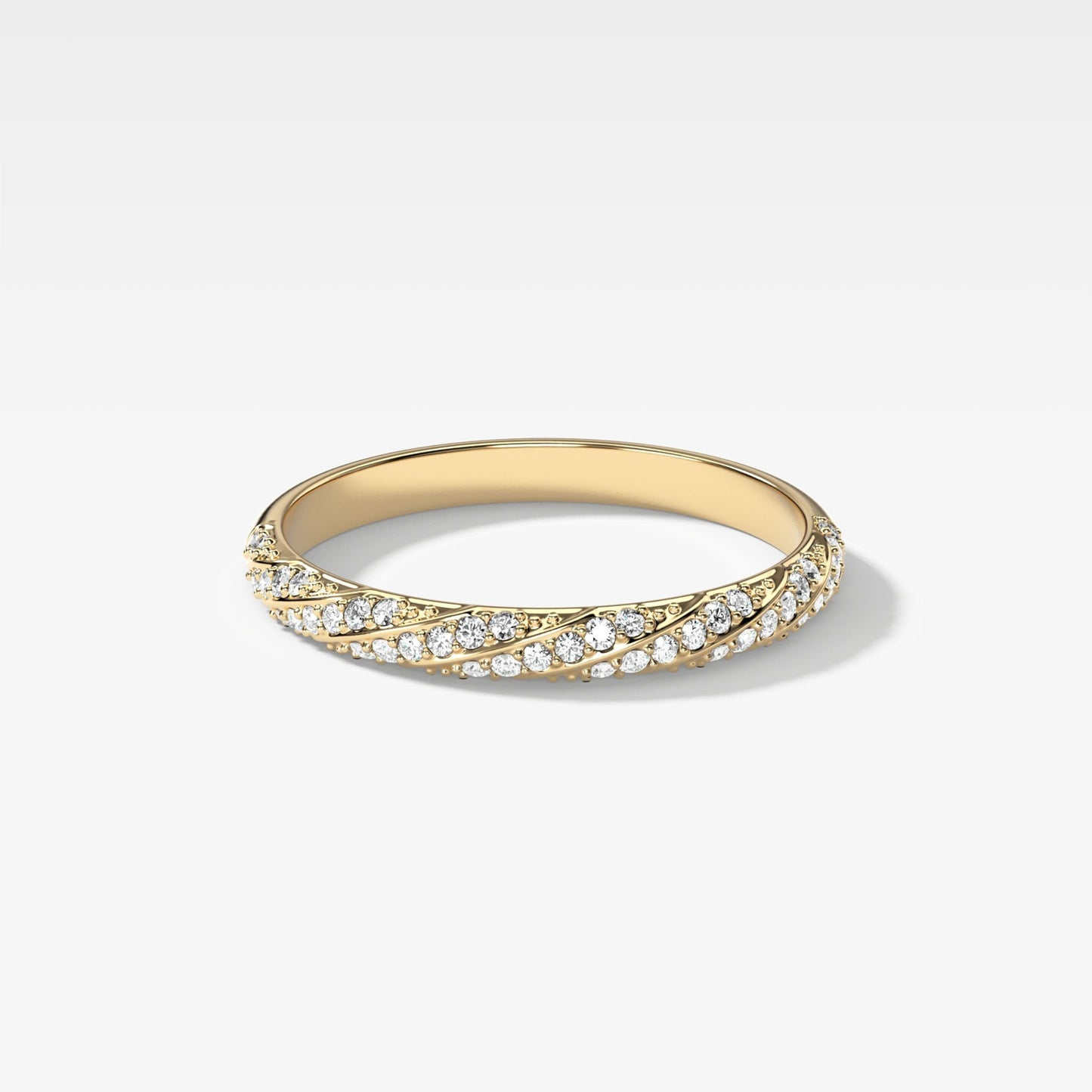 0.4 TCW Round CVD Diamond Twisted Pave Wedding Band