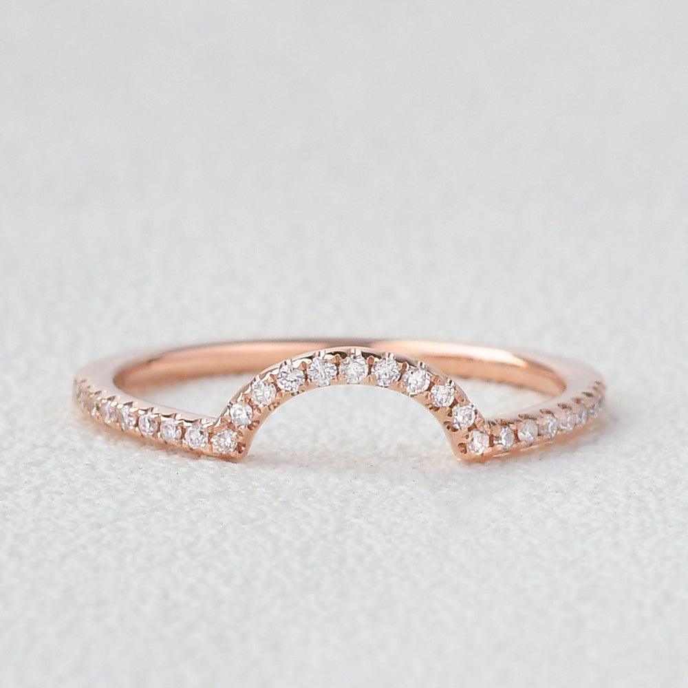 0.1 TCW Round Moissanite Curved Half Eternity Wedding Band