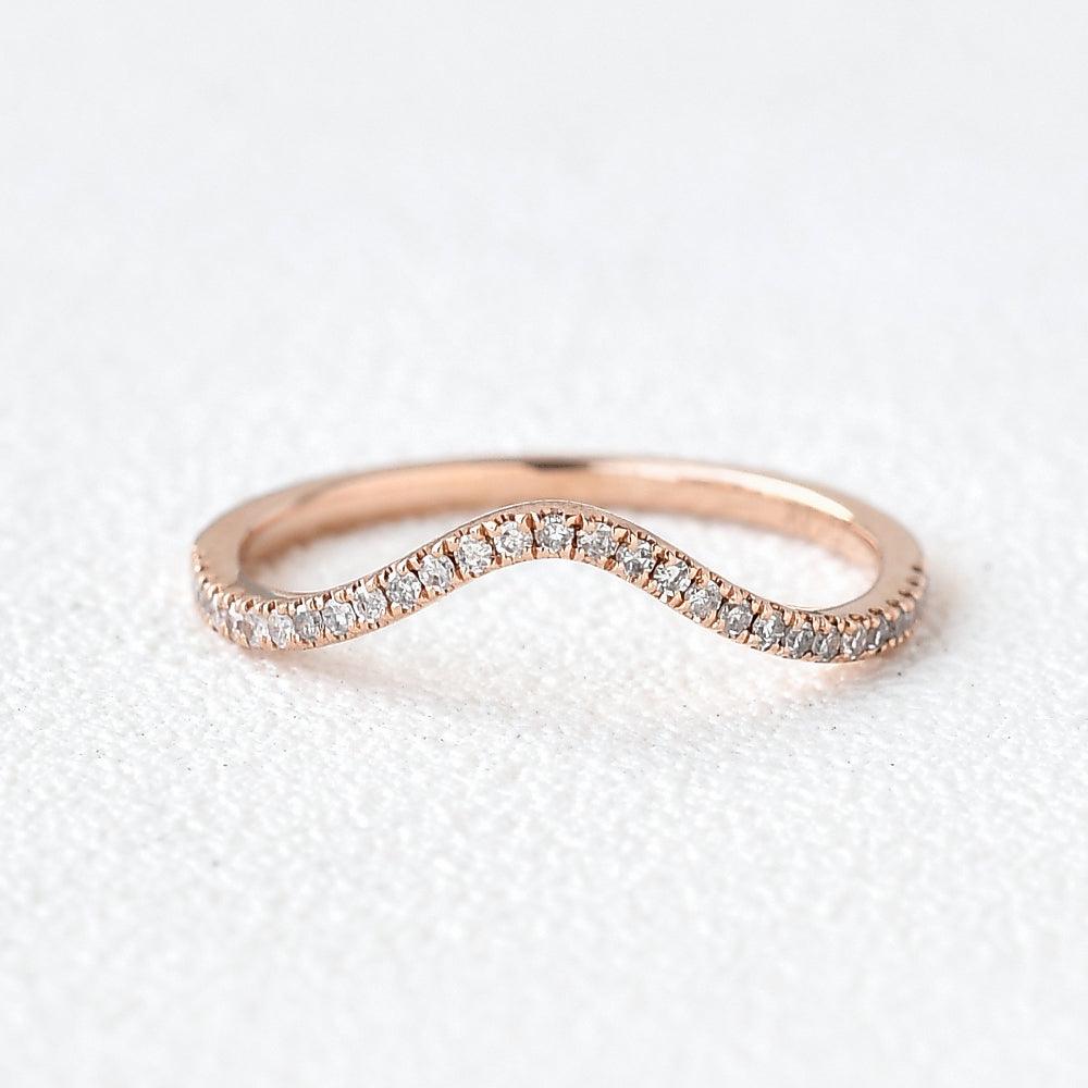 0.15 TCW Round Moissanite Half Eternity Curved Wedding Band