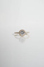 1 CT - 2 CT Round Cut Halo & Pave Moissanite Engagement Ring