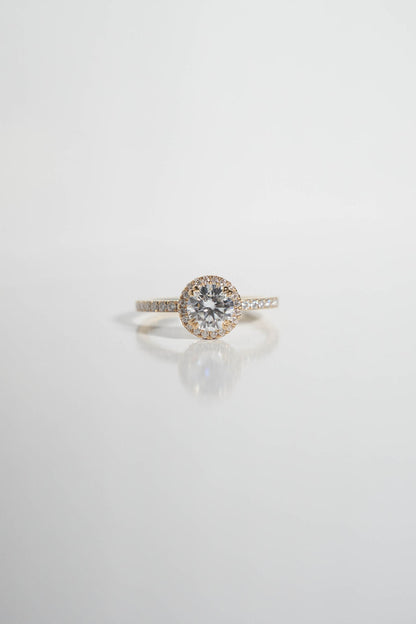 1 CT - 2 CT Round Cut Halo & Pave Moissanite Engagement Ring
