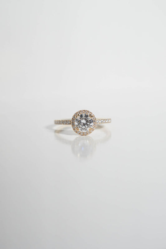 1 CT - 2 CT Round Cut Halo & Pave Moissanite Engagement Ring