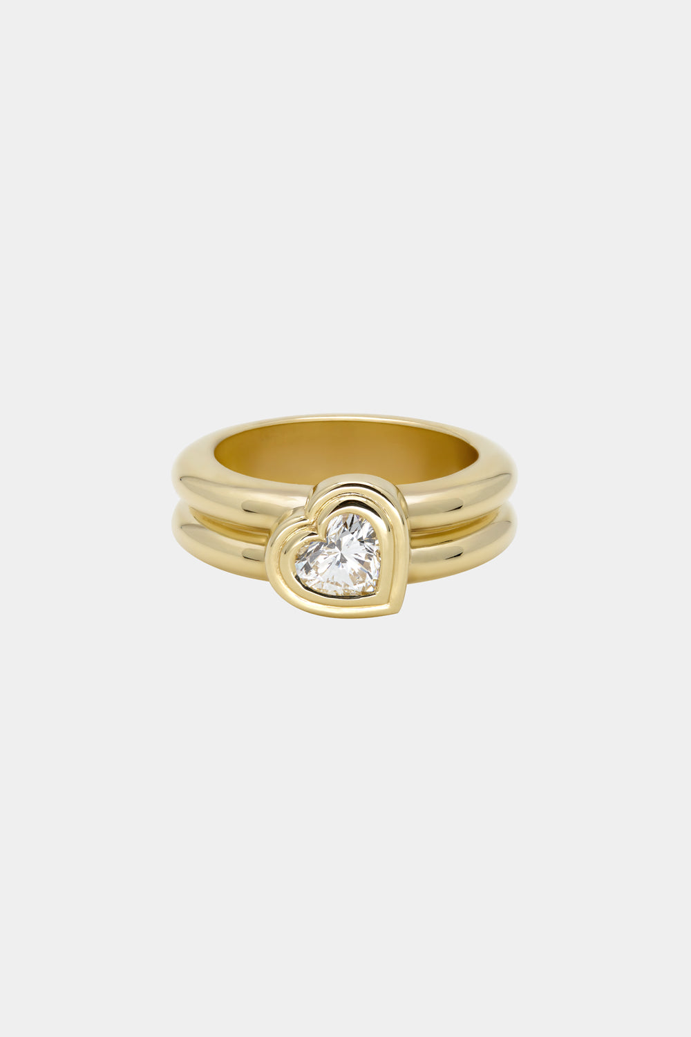 0.5 CT Heart Cut Lab grown Diamond Bezel Double Band Engagement Ring