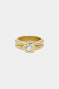 0.5 CT Heart Cut Lab grown Diamond Bezel Double Band Engagement Ring