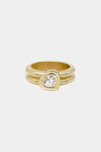 0.5 CT Heart Cut Lab grown Diamond Bezel Double Band Engagement Ring