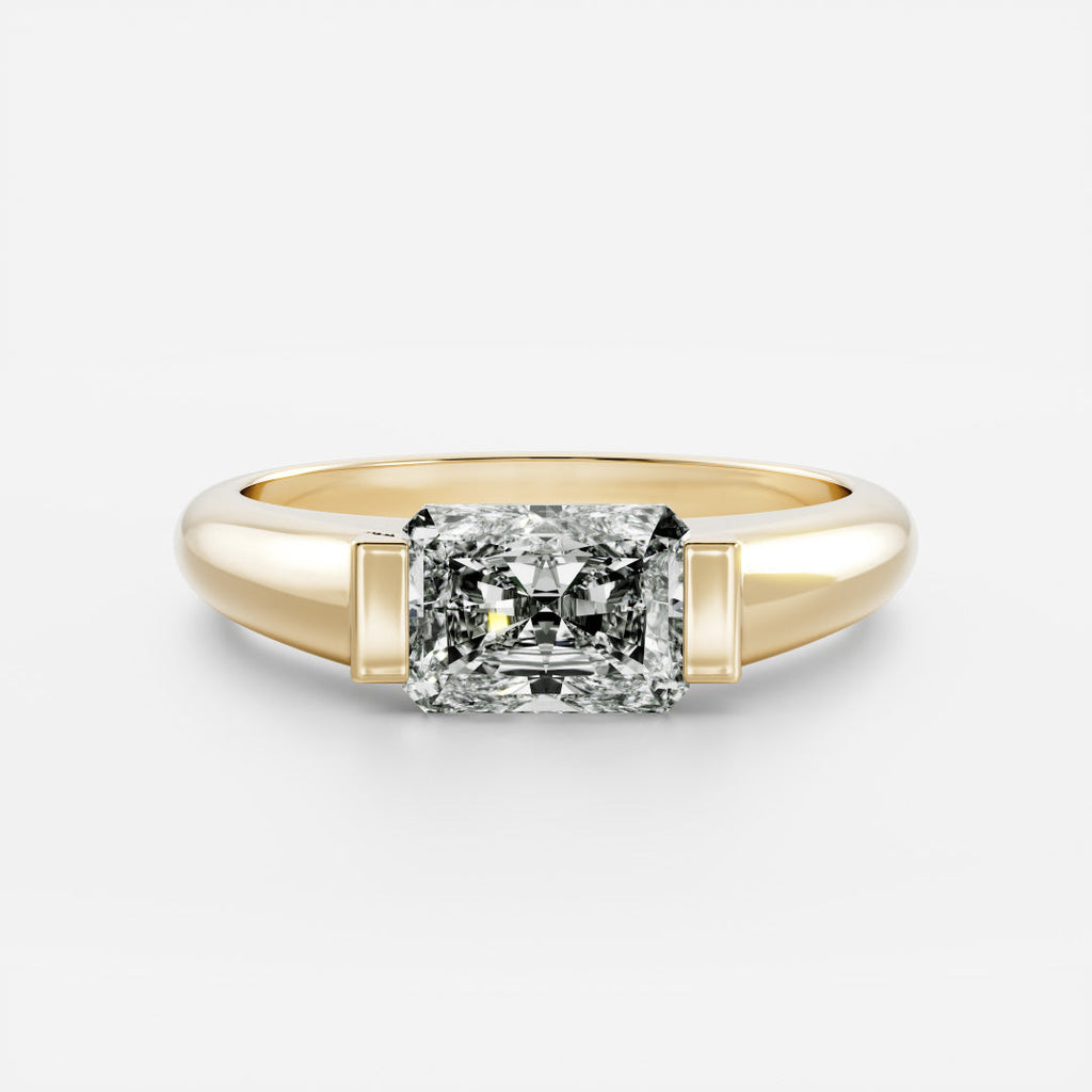 1 CT - 2 CT Radiant Cut Solitaire Half Bezel Type Moissanite Engagement Ring