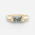 1 CT - 2 CT Radiant Cut Solitaire Half Bezel Type Moissanite Engagement Ring