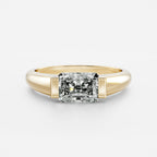 1 CT - 2 CT Radiant Cut Solitaire Half Bezel Type Moissanite Engagement Ring