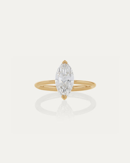 1.6 CT - 2.6 CT Marquise Cut Lab grown Diamond Two Prong Solitaire Engagement Ring