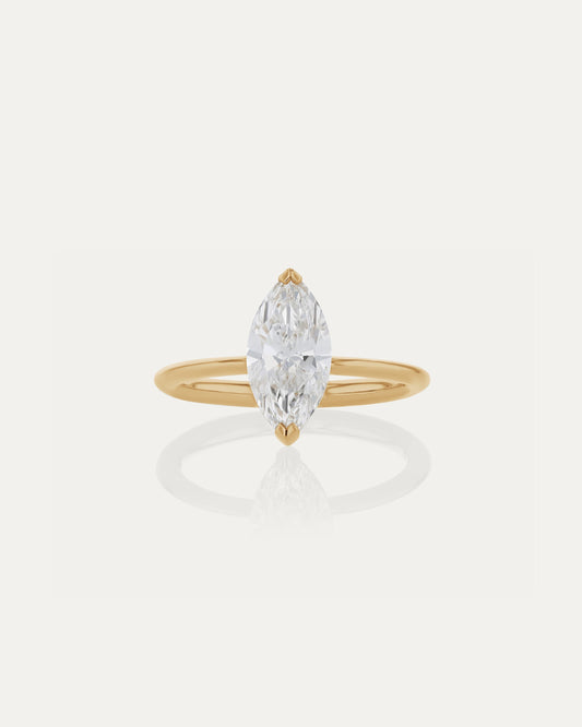 1.6 CT - 2.6 CT Marquise Cut Lab grown Diamond Two Prong Solitaire Engagement Ring