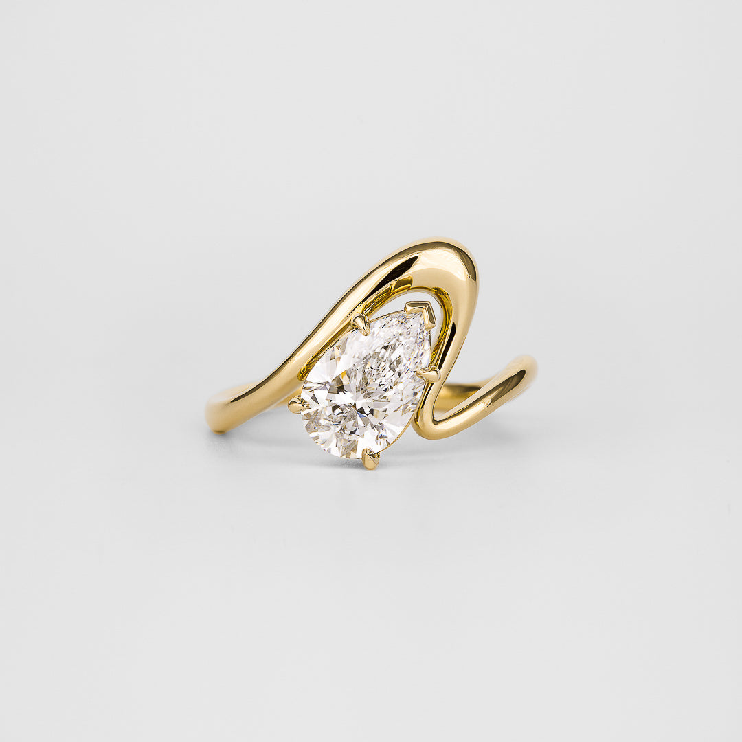 1.54 CT - 3.54 CT Pear Cut Lab grown Diamond Unique Engagement Ring