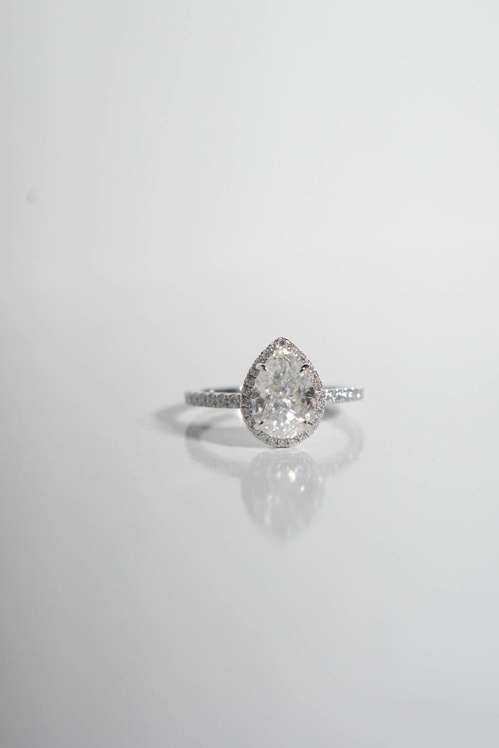 1 CT - 2 CT Pear Cut Halo & Pave Moissanite Engagement Ring
