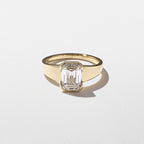 1.09 CT -3.09 CT Emerald Cut Lab grown Diamond Half Bezel Solitaire Engagement Ring