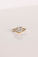 1 CT - 2 CT Pear Cut Curved Solitaire Moissanite Engagement Ring