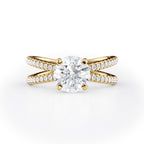 1.5 CT Round Cut Criss-Cross Pave Moissanite Engagement Ring