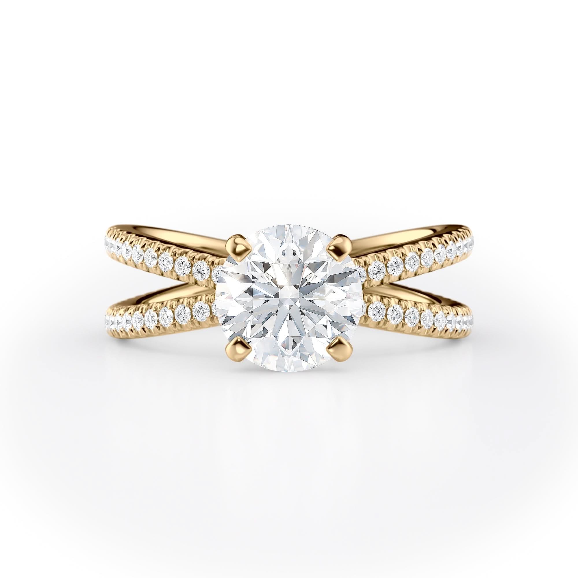 1.5 CT Round Cut Criss-Cross Pave Moissanite Engagement Ring