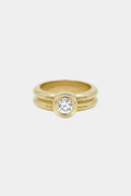0.5 CT Round Cut Lab grown Diamond Bezel Double Band Engagement Ring