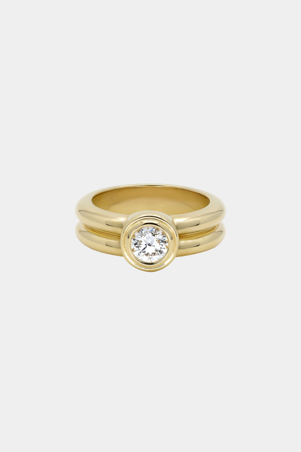0.5 CT Round Cut Lab grown Diamond Bezel Double Band Engagement Ring