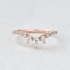0.18 TCW Pear Moissanite Curved Pave Stacking Wedding Band