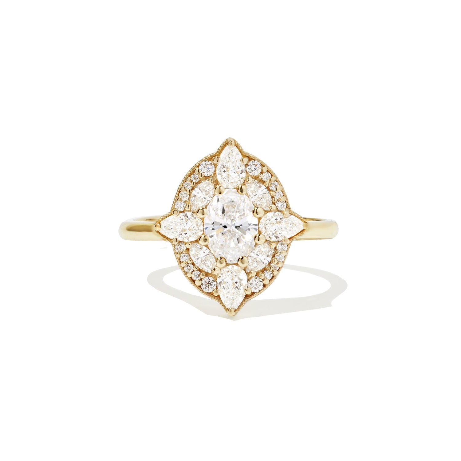 0.66 CT Oval Cut Moissanite Flora Mosaic Engagement Ring