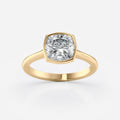 2 CT - 3 CT Cushion Cut Bezel Setting Solitaire Moissanite Engagement Ring