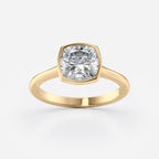 2 CT - 3 CT Cushion Cut Bezel Setting Solitaire Moissanite Engagement Ring