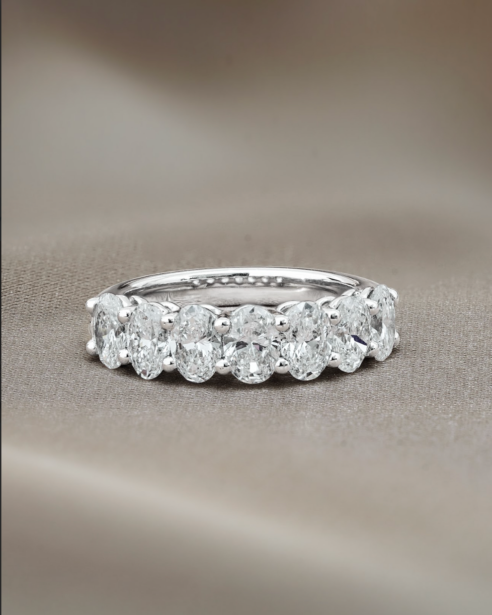 2.1 TCW Oval CVD Diamond Half Eternity with Shared Prong Wedding Band