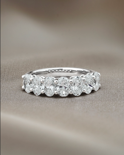 2.1 TCW Oval CVD Diamond Half Eternity with Shared Prong Wedding Band