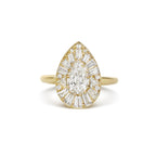 0.73 CT Pear Cut Moissanite Cluster Mosaic Engagement Ring
