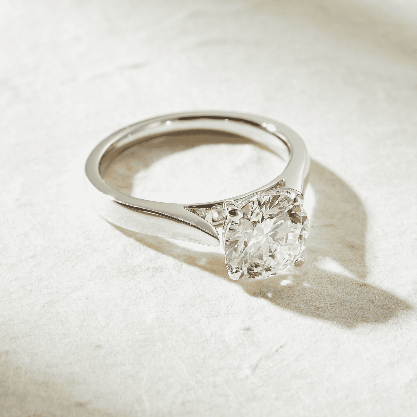 2 CT Round Cut Cathedral Setting Solitaire Moissanite Engagement Ring