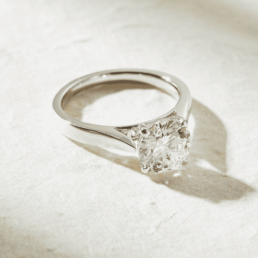 2 CT Round Cut Cathedral Setting Solitaire Moissanite Engagement Ring