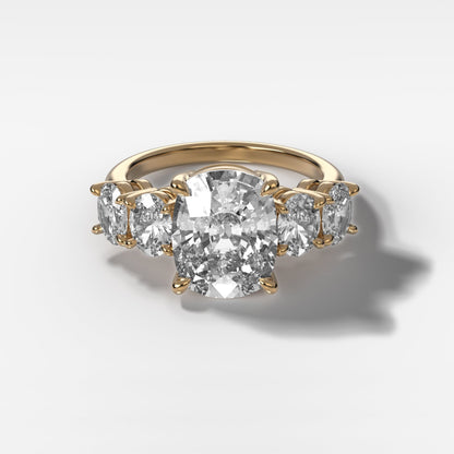 2 CT - 3 CT Elongated Cushion Cut Lab grown Diamond Five Stone Engagement Ring
