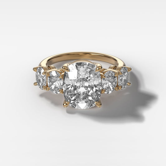 2 CT - 3 CT Elongated Cushion Cut Lab grown Diamond Five Stone Engagement Ring