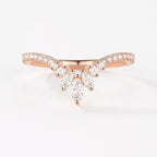 0.23 TCW Marquise & Round Moissanite V-Shape Pave Wedding Band