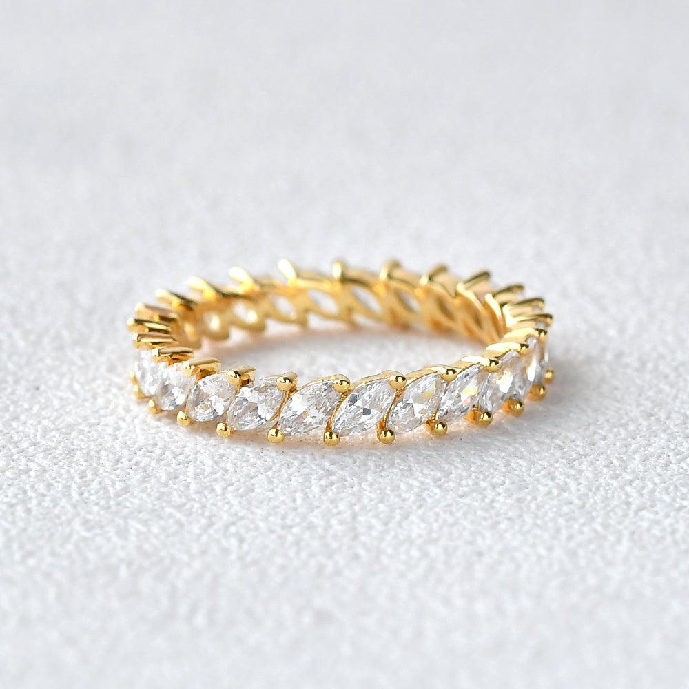 0.75 TCW Marquise Moissanite Full Eternity Wedding Band