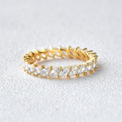 0.75 TCW Marquise Moissanite Full Eternity Wedding Band