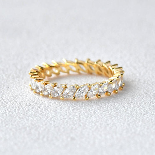 0.75 TCW Marquise Moissanite Full Eternity Wedding Band