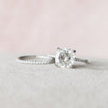 Cushion Cut Hidden Halo Moissanite Eternity Bridal Set