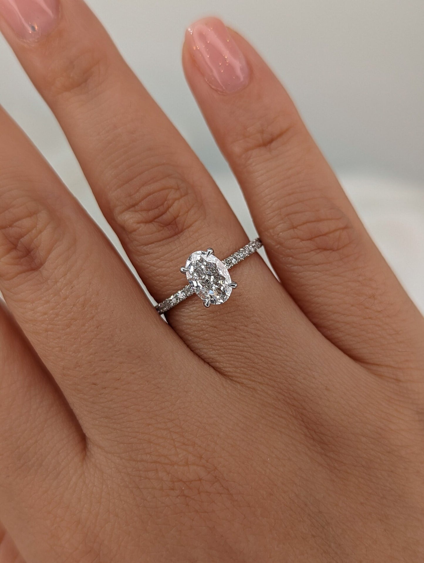 1 CT Oval Cut Hidden Halo Pave Moissanite Engagement Ring