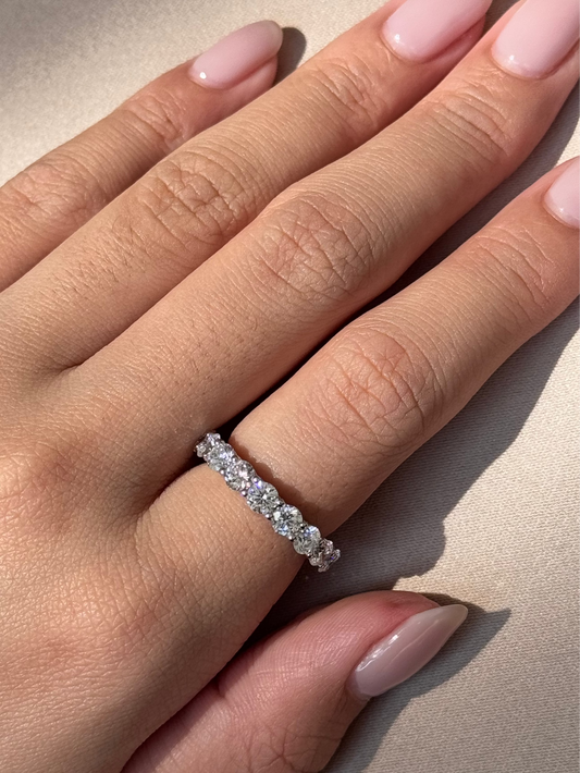 1.89 TCW Round CVD Diamond Half Eternity Wedding Band