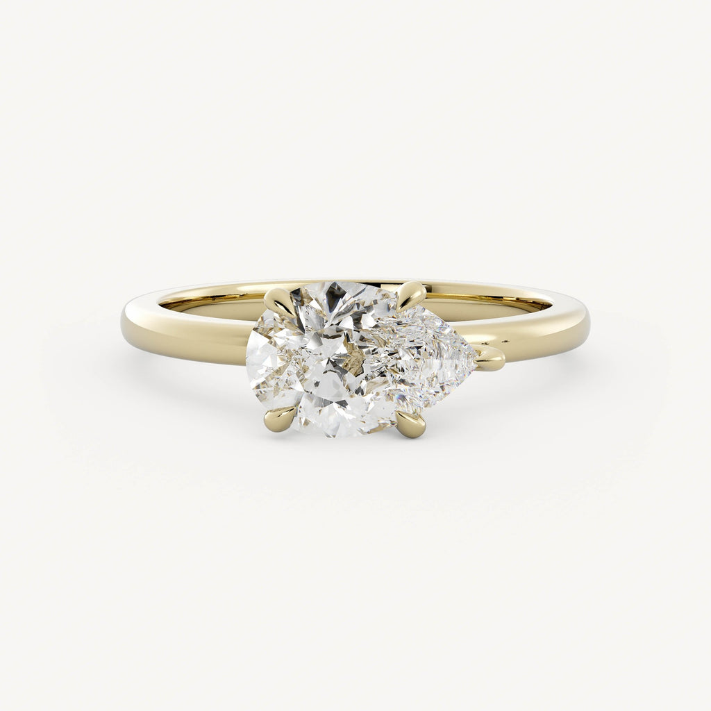 0.8 CT - 1.75 CT East-West Pear Cut Lab grown Diamond Solitaire Engagement Ring