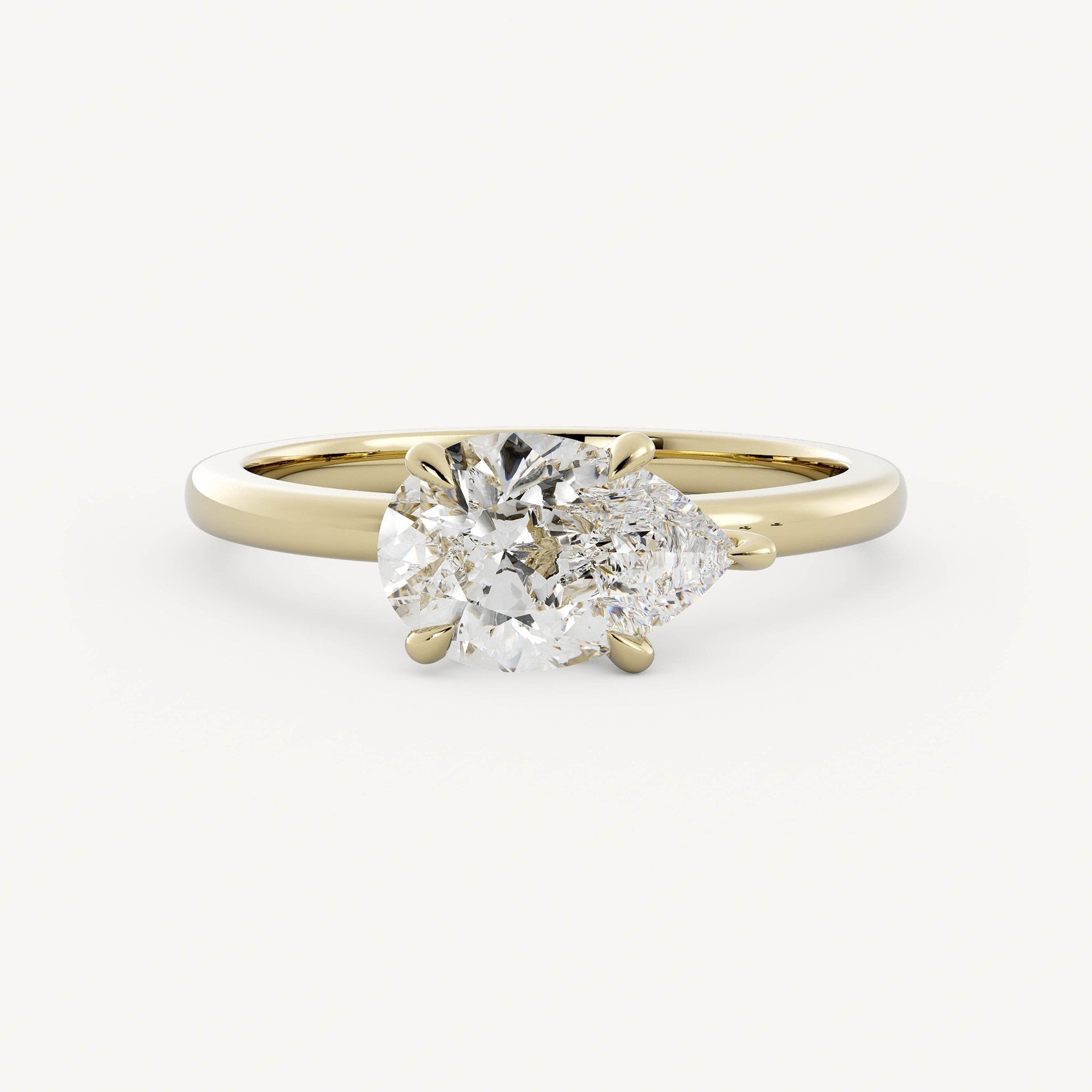 0.8 CT - 1.75 CT East-West Pear Cut Lab grown Diamond Solitaire Engagement Ring